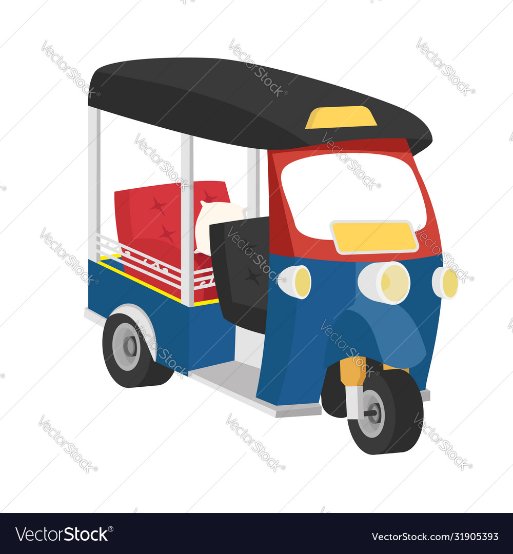 Tri motor cycle tuk in bangkok thailand Royalty Free Vector