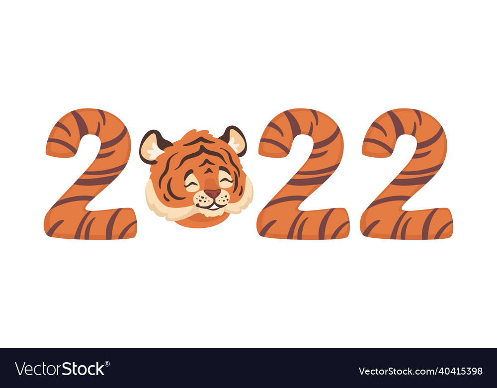 2022 neues Jahr Banner mit Figuren und Tiger