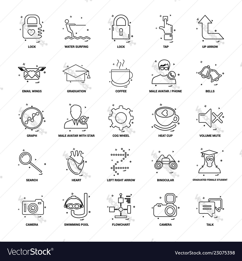 25 Business Konzept Mix Line Icon Set vector image 25 Business Konzept Mix Line Icon Set