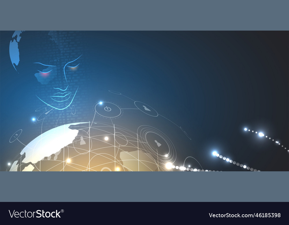 Artificial intelligence technology web background vector image Artificial intelligence technology web background
