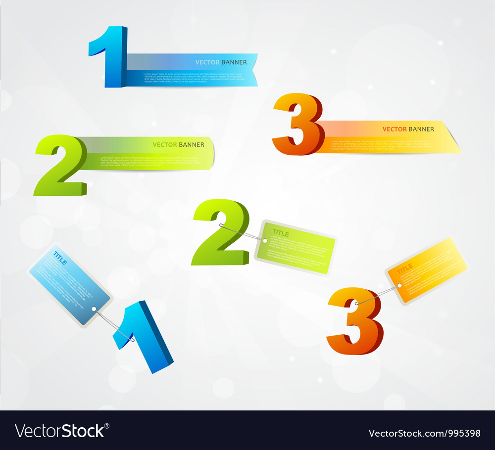 Banners with numbers and place for own text