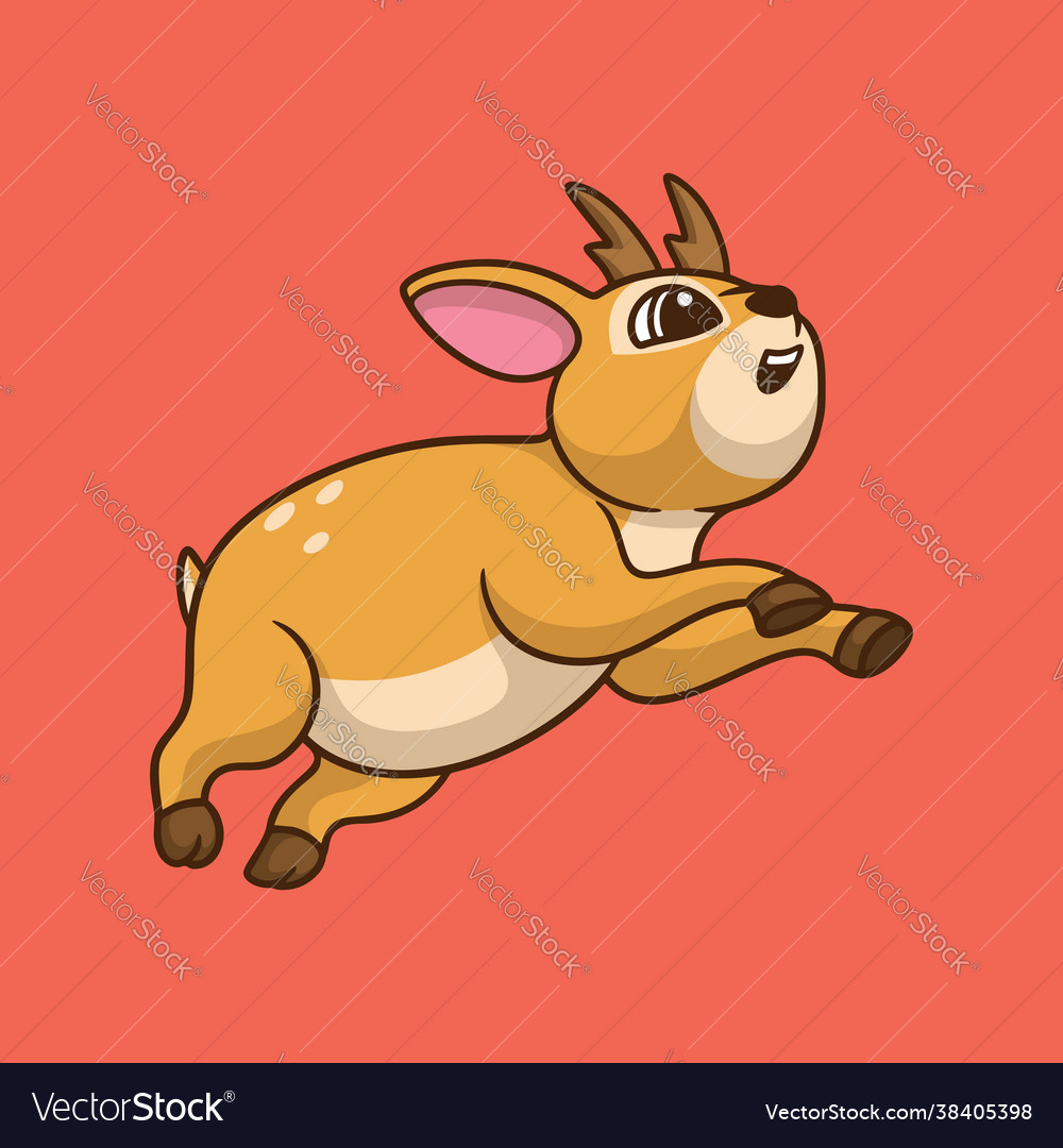 Cartoon animal design jump deer cute mascot logo