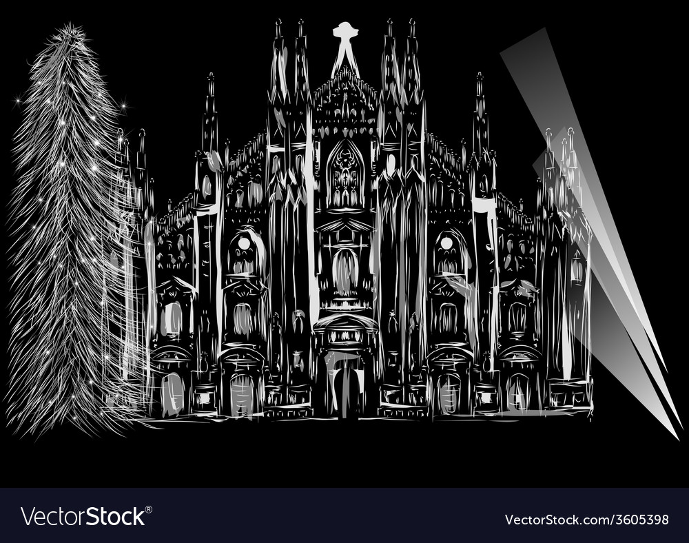 Cathedral and christmas tree