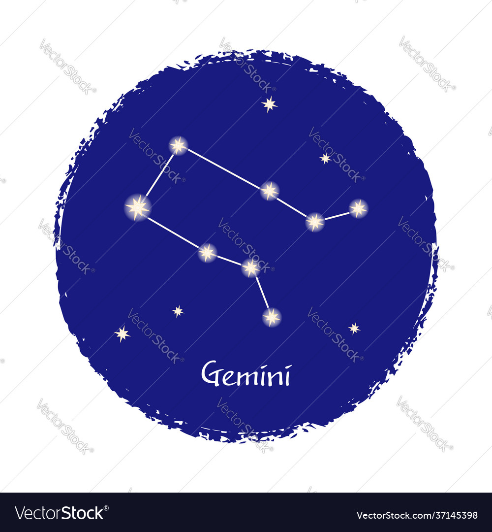 Gemini zodiac constellation sign on dark