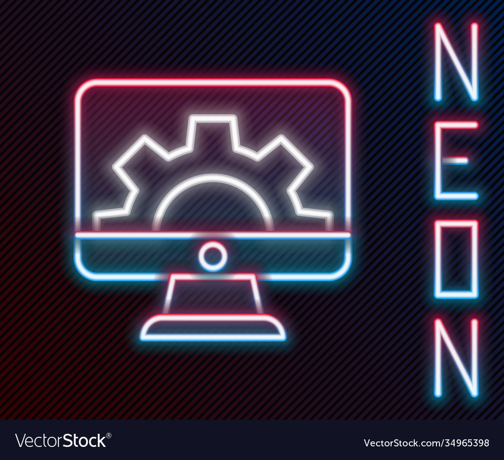 Glowing neon line software web development vector image Glowing neon line software web development