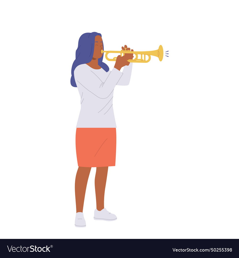 Isolated young woman jazz or classic musician