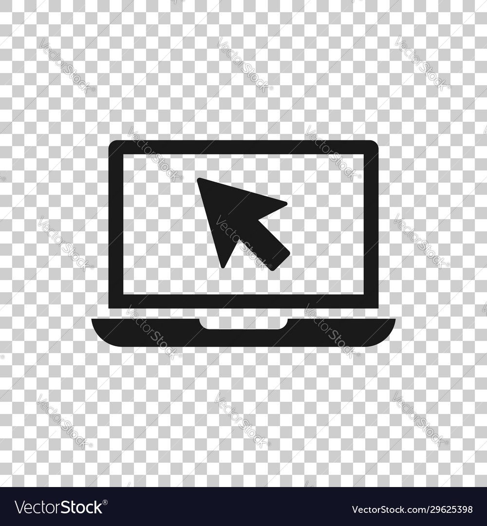 Laptop computer icon in flat style cursor