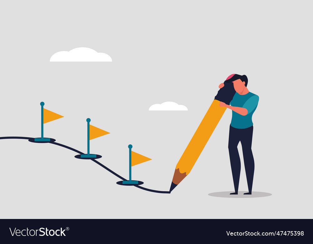 Project progress and workflow at work a man vector image Project progress and workflow at work a man