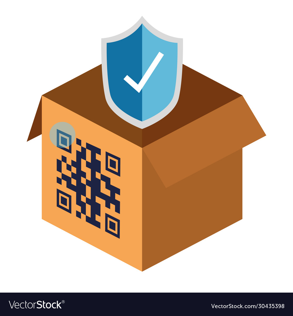 Qr code over box and shield design
