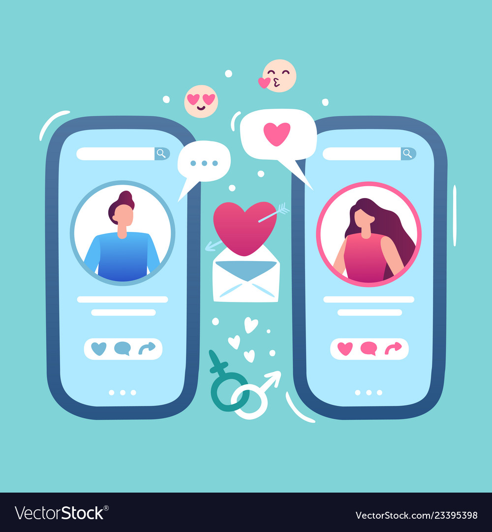 Romantic Online Date Internet Love Dating App Vector Image 8675