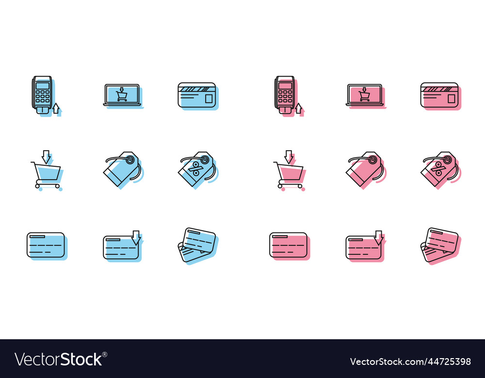 Set line credit card pos terminal with inserted vector image Set line credit card pos terminal with inserted