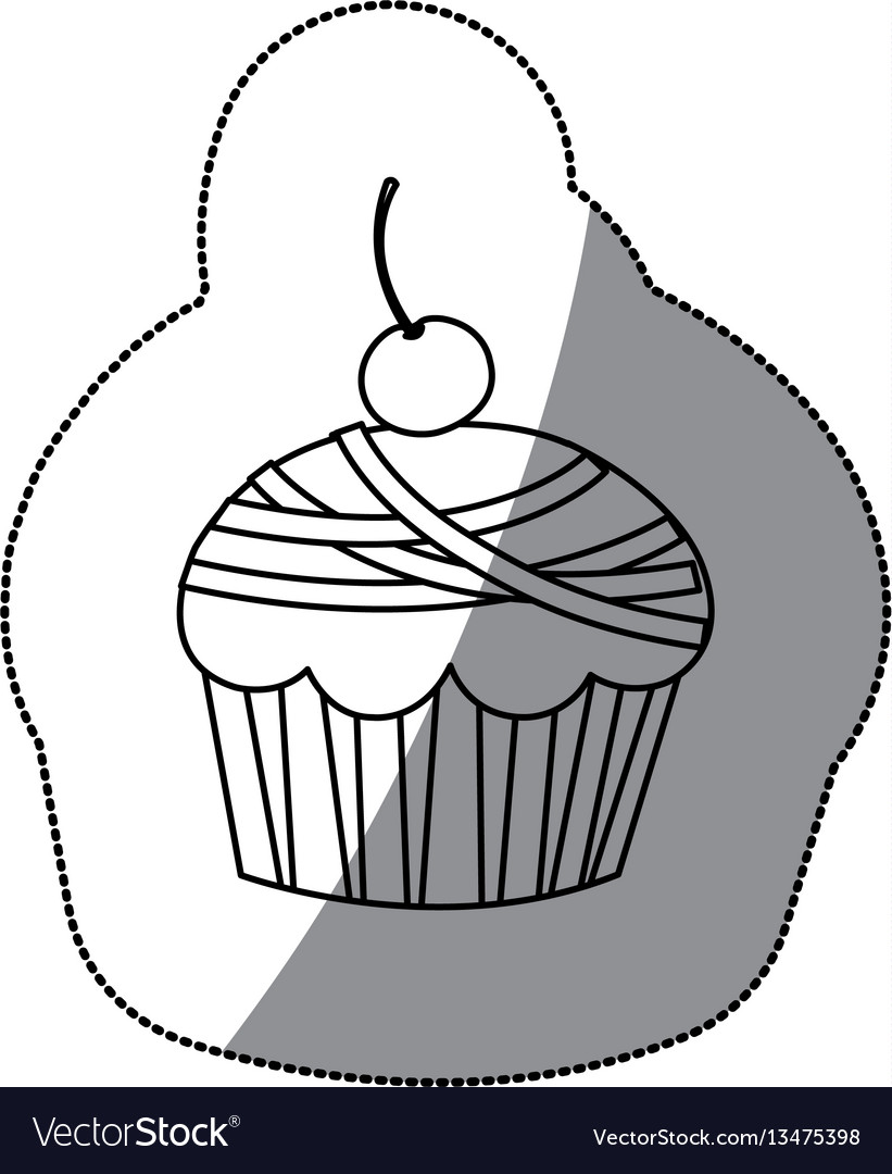 Aufkleber Silhouette Kirschen Cupcake-Symbol