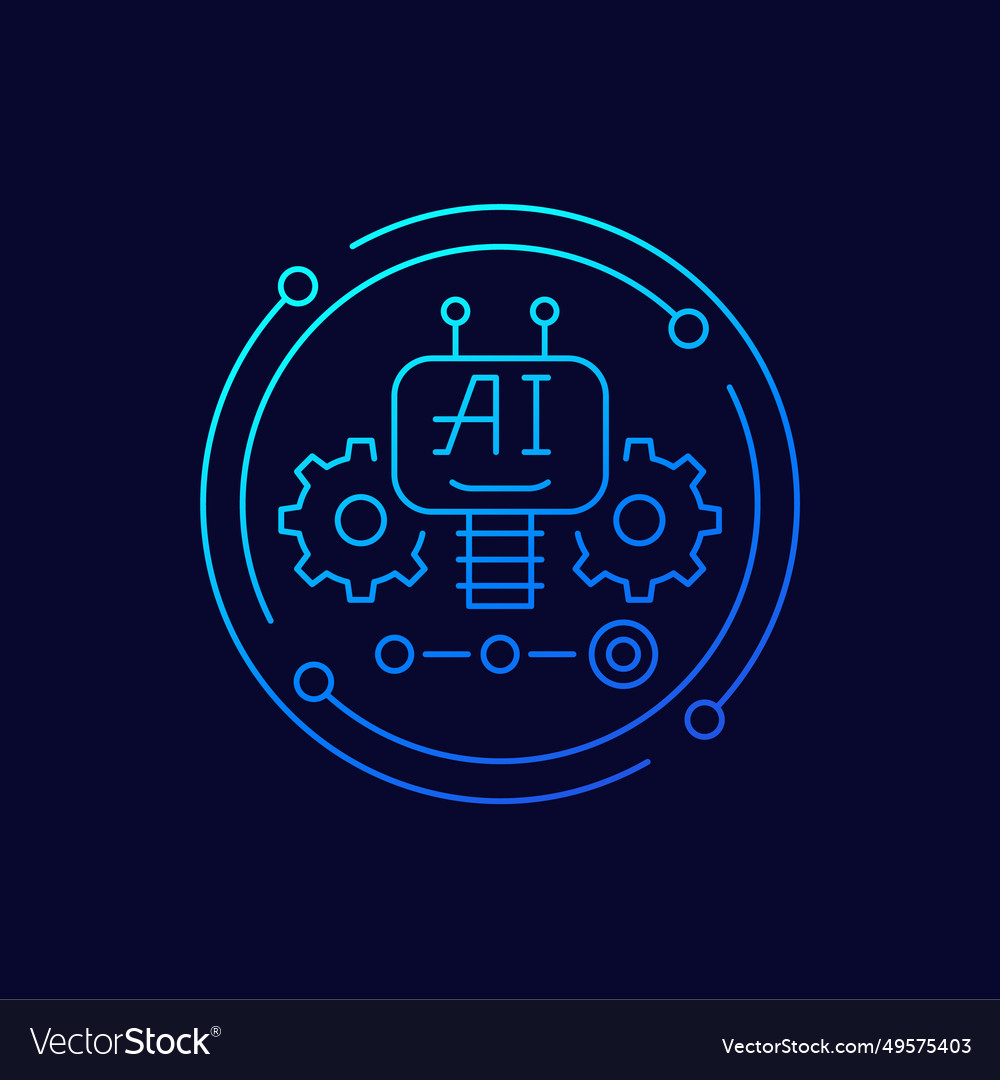 Ai bot icon artificial intelligence linear design