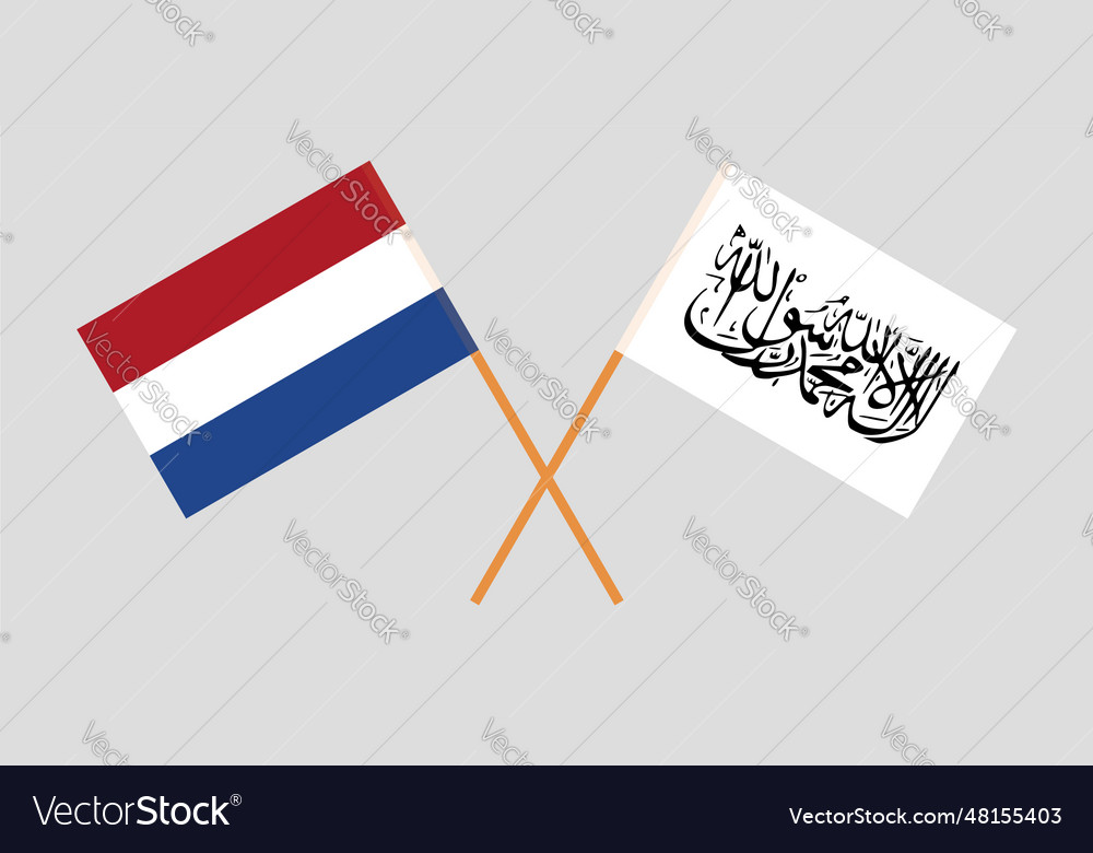 Crossed flags of the netherlands and islamic Vector Image