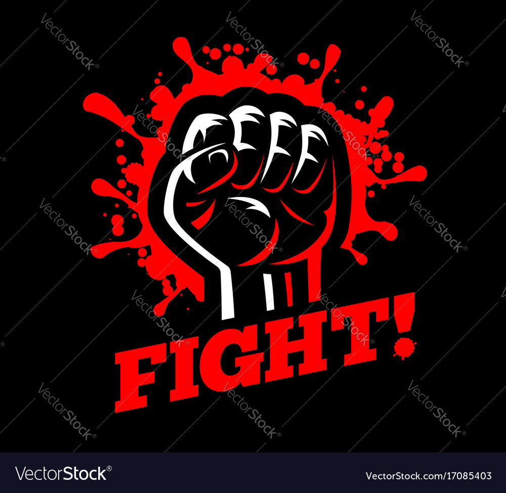 Fight clenched raised fist hand gesture blood Vector Image