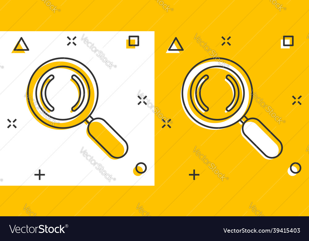 Loupe sign icon in comic style magnifier cartoon