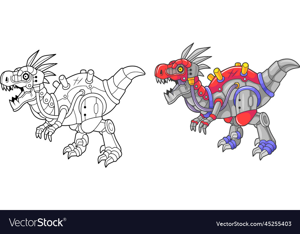 Prehistoric robot dinosaur velociraptor