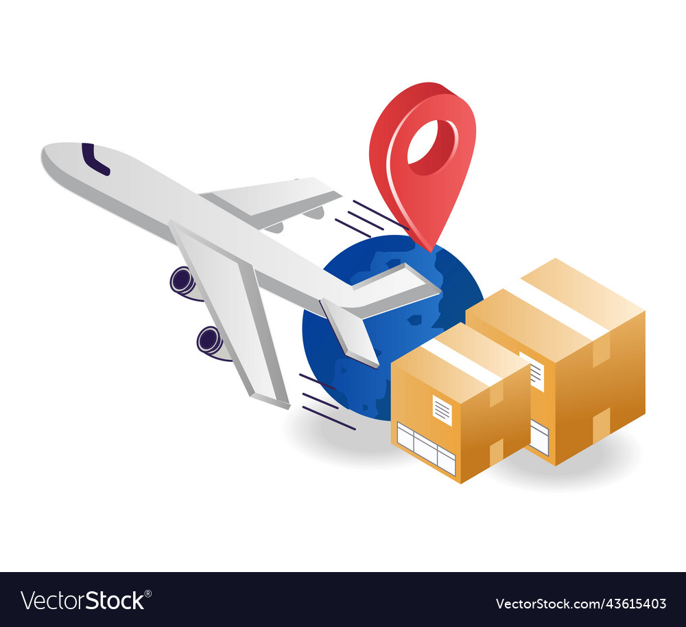 Sending goods abroad by plane Royalty Free Vector Image