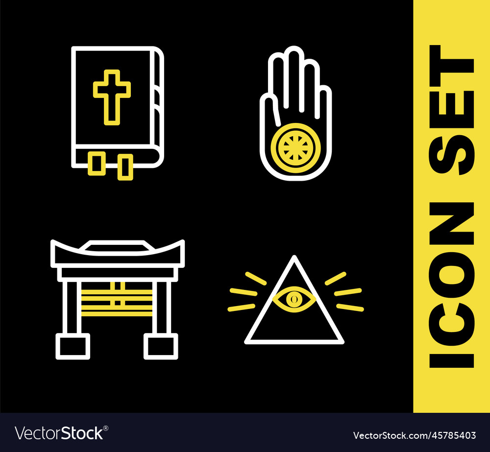 Set line jainism or jain dharma masons japan vector image Set line jainism or jain dharma masons japan