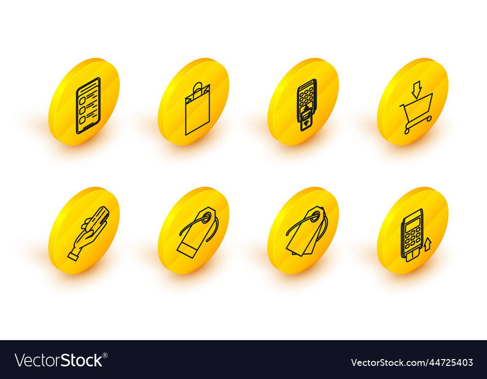 Set line pos terminal with inserted credit card vector image Set line pos terminal with inserted credit card