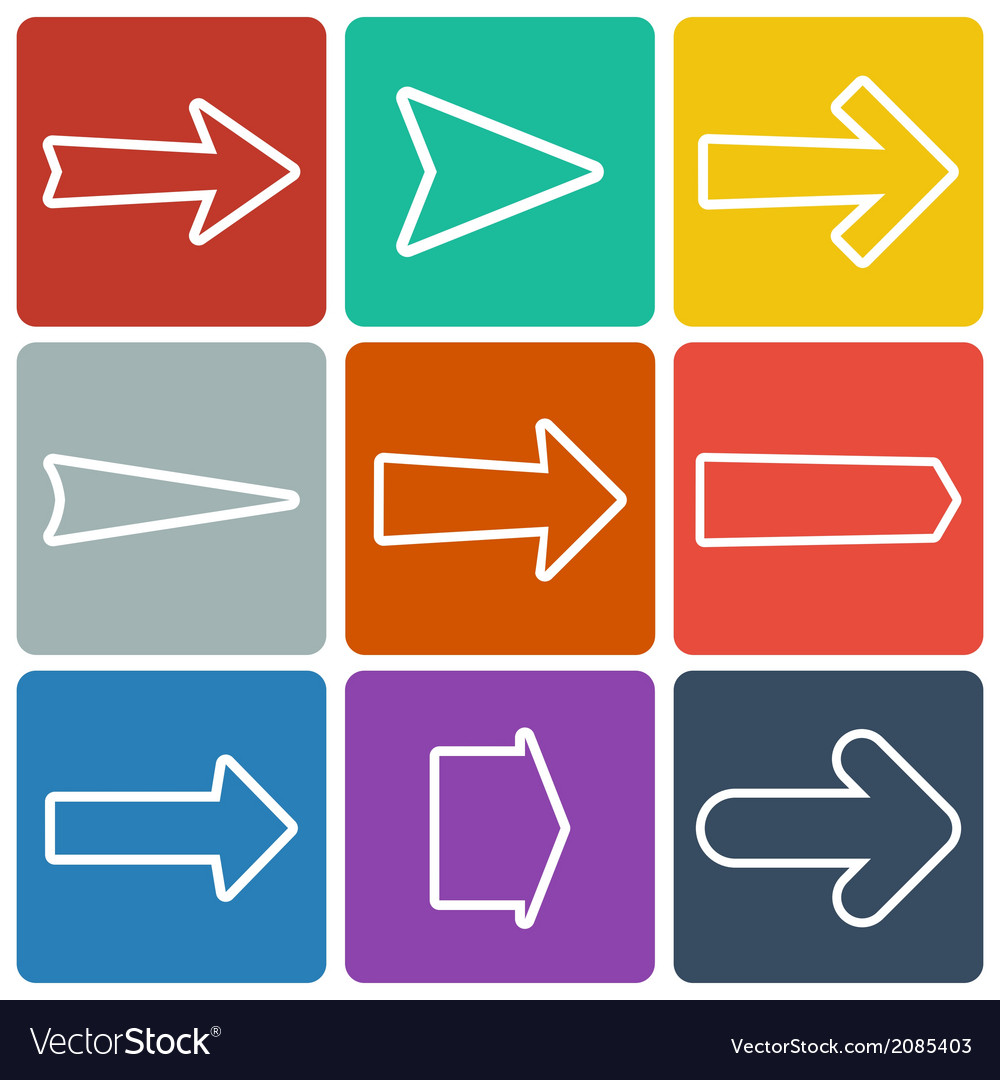 Set of colorful flat arrows Royalty Free Vector Image