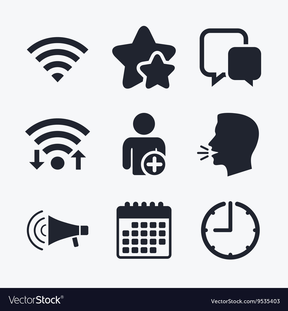 Wifi and chat bubbles add user megaphone