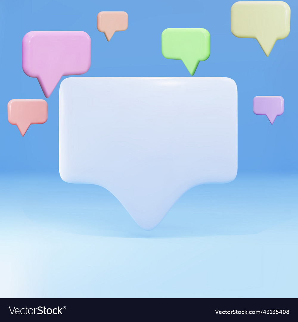 3d empty popup message with speech bubbles vector image 3d empty popup message with speech bubbles