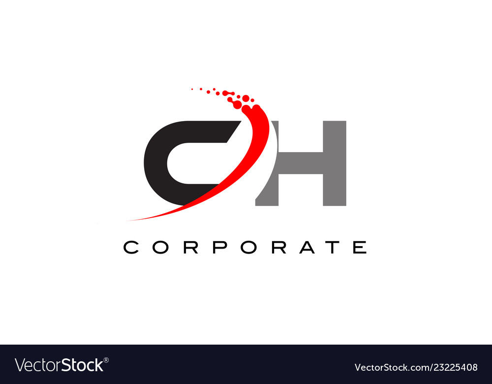 Ch modern letter logo design with swoosh