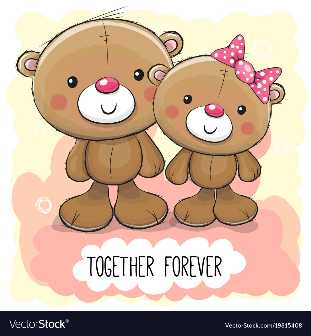 Cute cartoon teddy bear boy and girl Royalty Free Vector