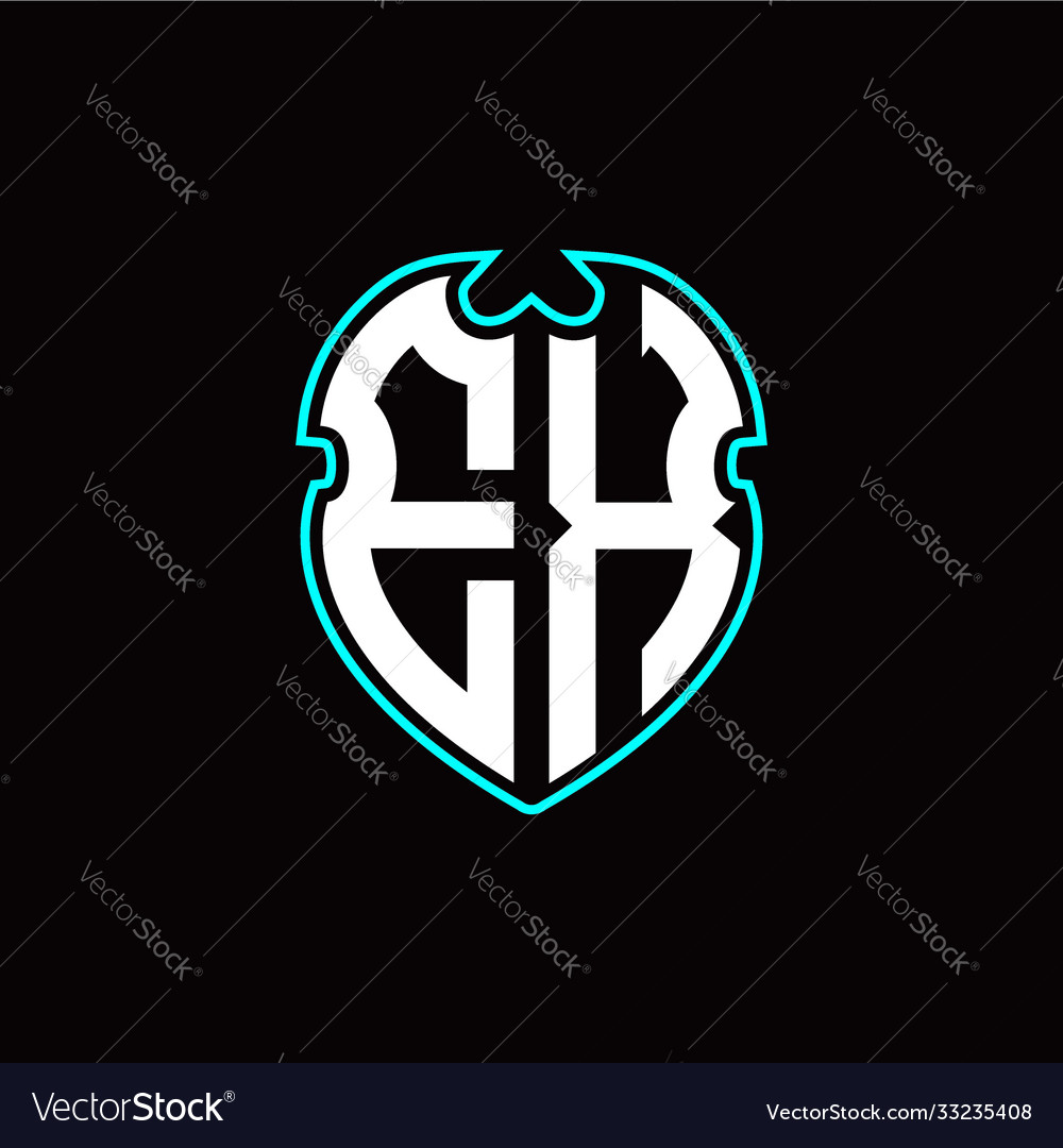 E x initial logo design with a shield shape vector image E x initial logo design with a shield shape