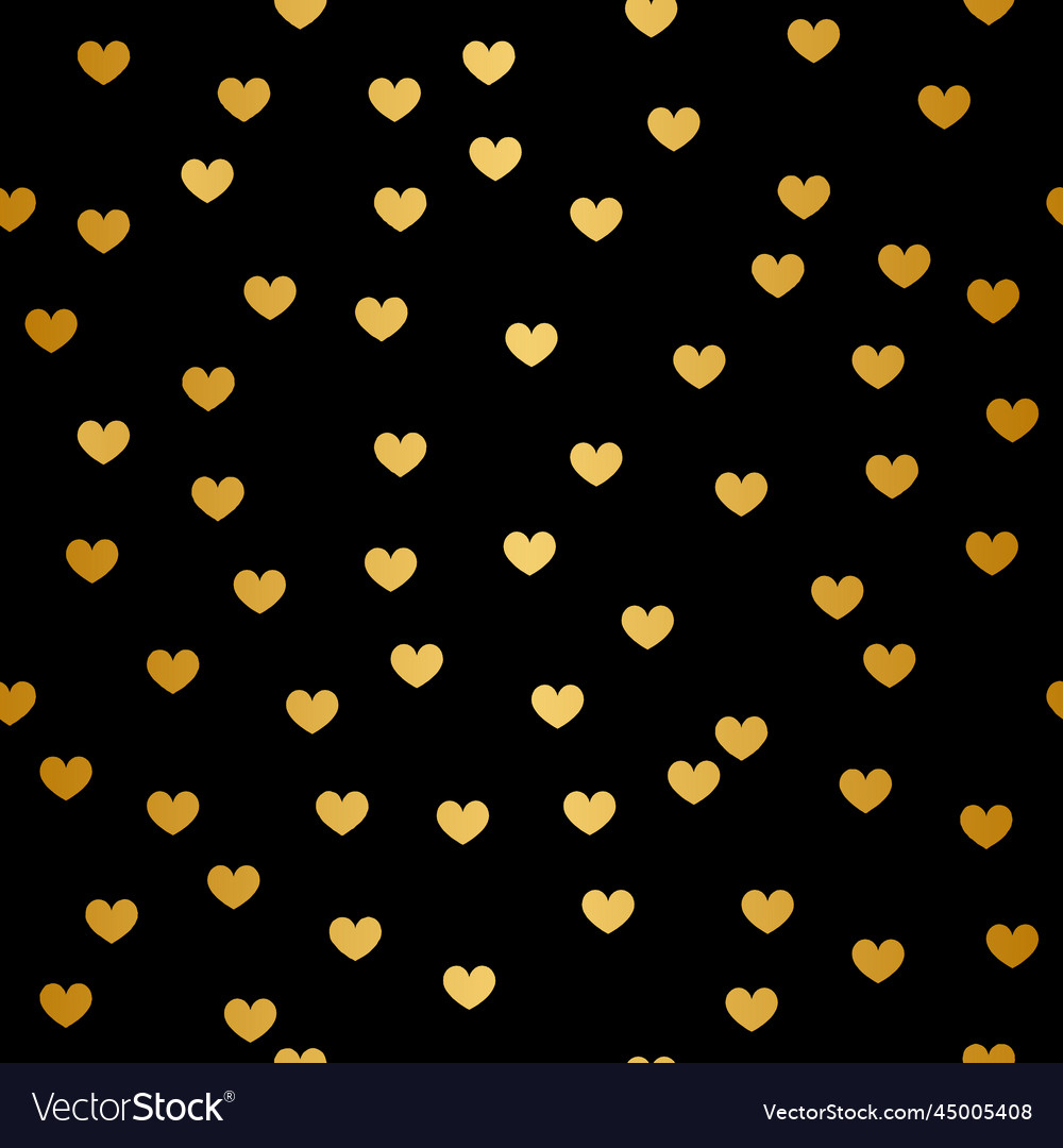 Gold heart pattern design on black background Vector Image