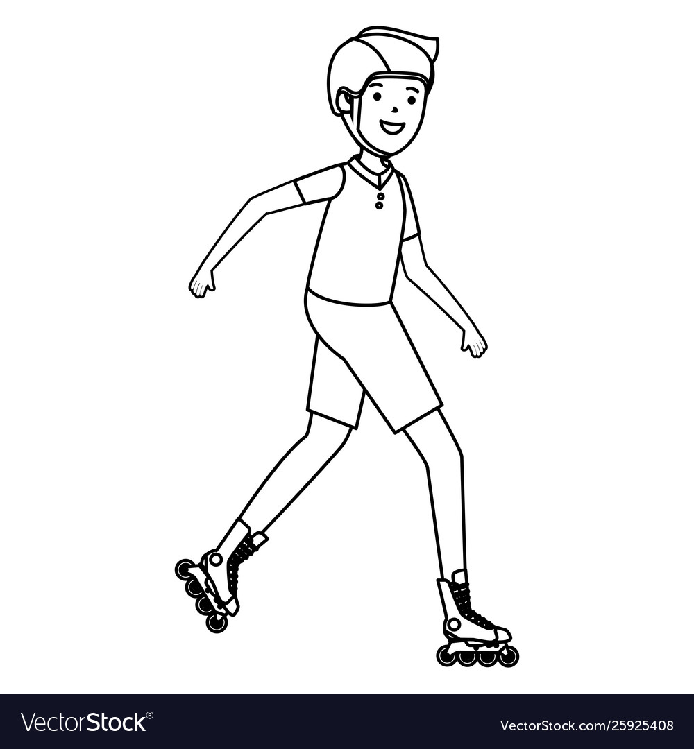 Happy athletic boy in skates Royalty Free Vector Image