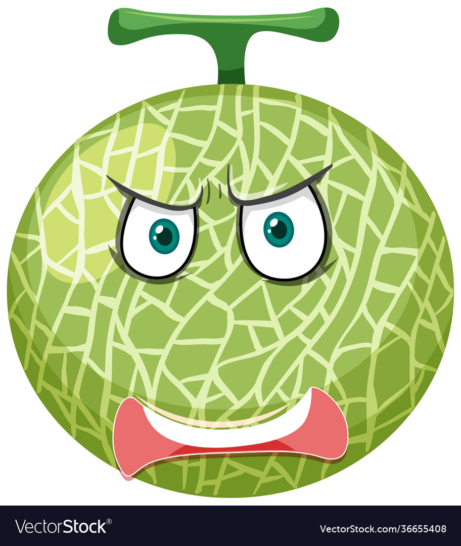 Melon cartoon character with angry face