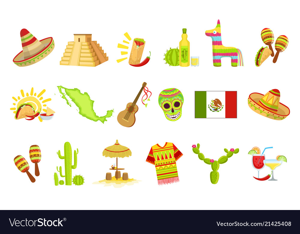 mexican-culture-symbols-set-royalty-free-vector-image