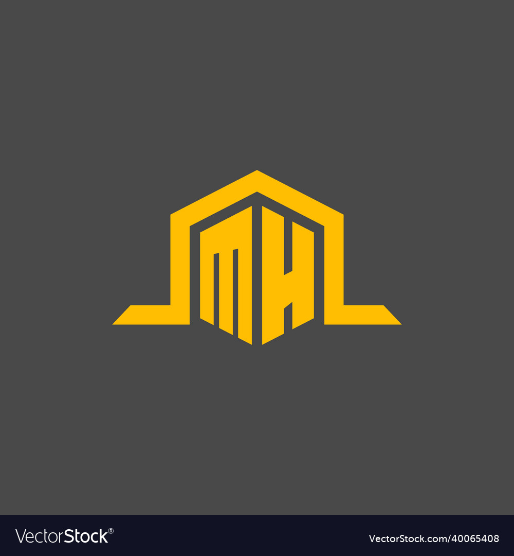 Mh monogram initial logo with hexagon style design