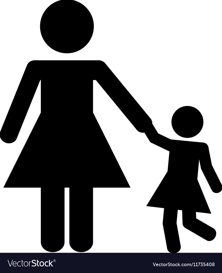 Mother daugther kid pictograph isolated icon