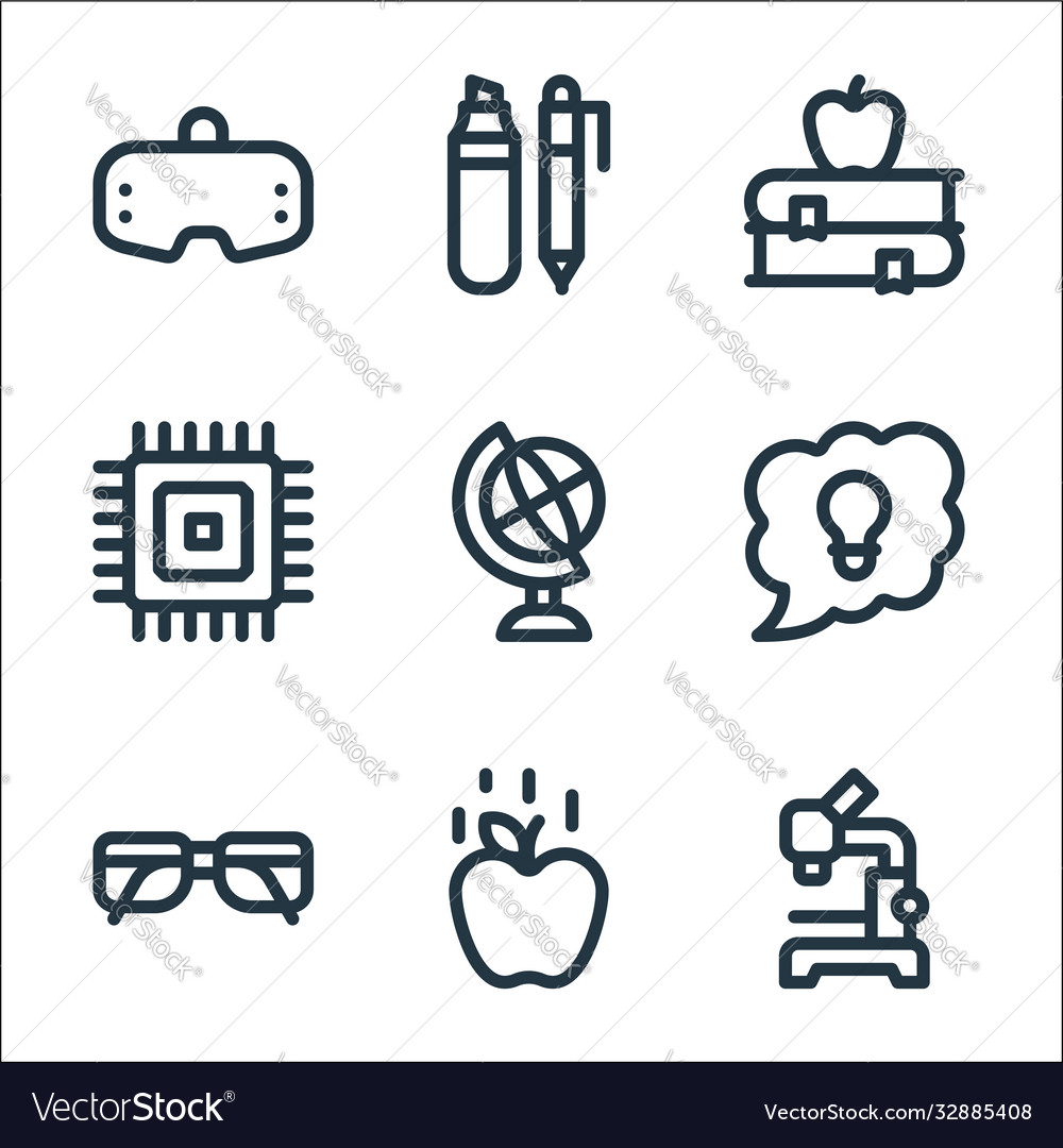 Nerd line icons linear set quality vector image Nerd line icons linear set quality