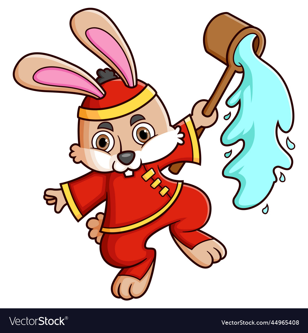 Rabbit wearing red clothes chinese traditional