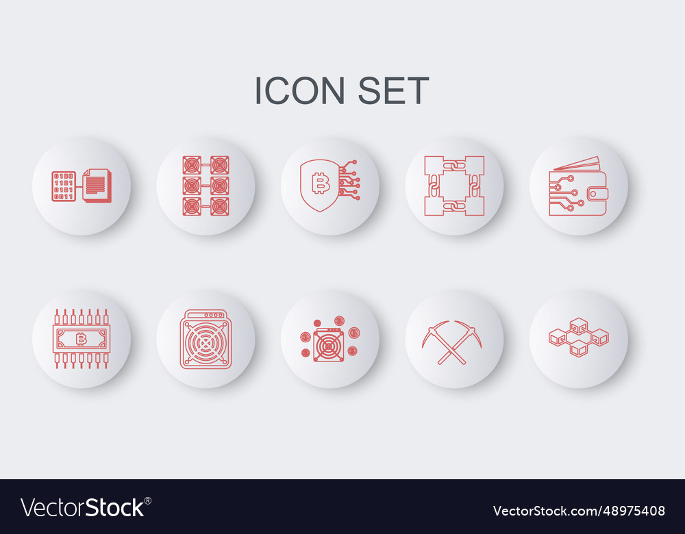 Set line blockchain technology cryptocurrency vector image Set line blockchain technology cryptocurrency
