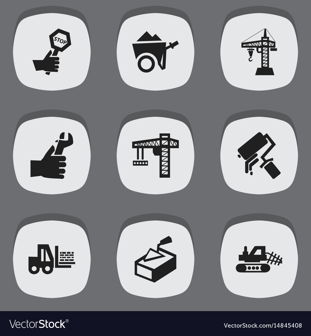 Set of 9 editable building icons includes symbols