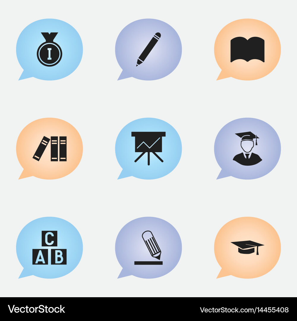 Set of 9 editable graduation icons includes Vector Image
