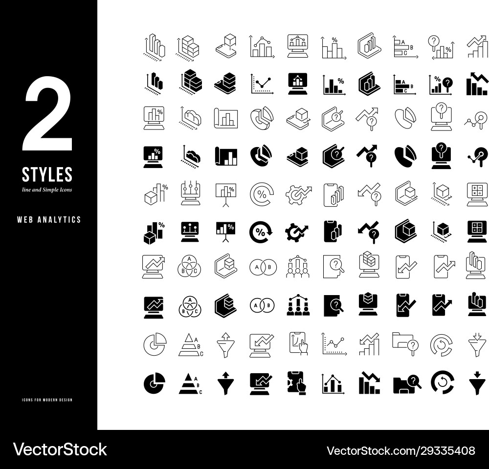 Simple line icons web analytics Royalty Free Vector Image