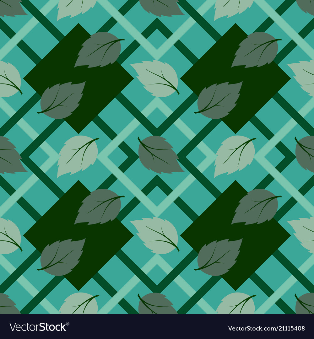 Tropical leaf in geometric shape seamless pattern