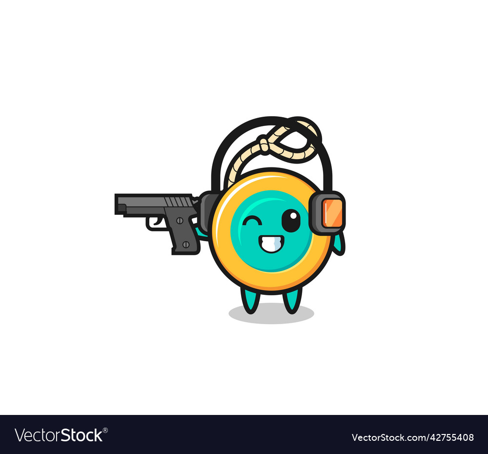 Yoyo cartoon doing shooting range Royalty Free Vector Image