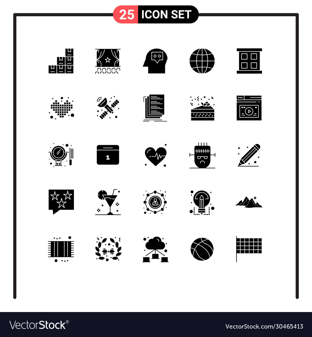 25 universal solid glyphs set for web and mobile