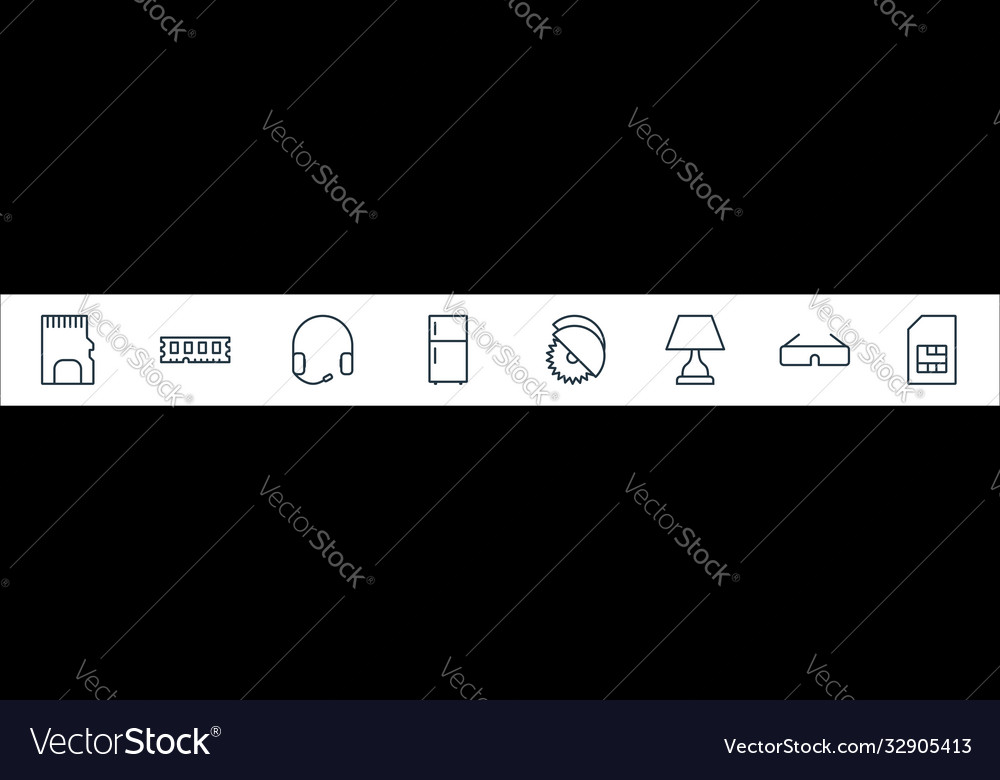 Electronic devices line icons linear set quality vector image Electronic devices line icons linear set quality