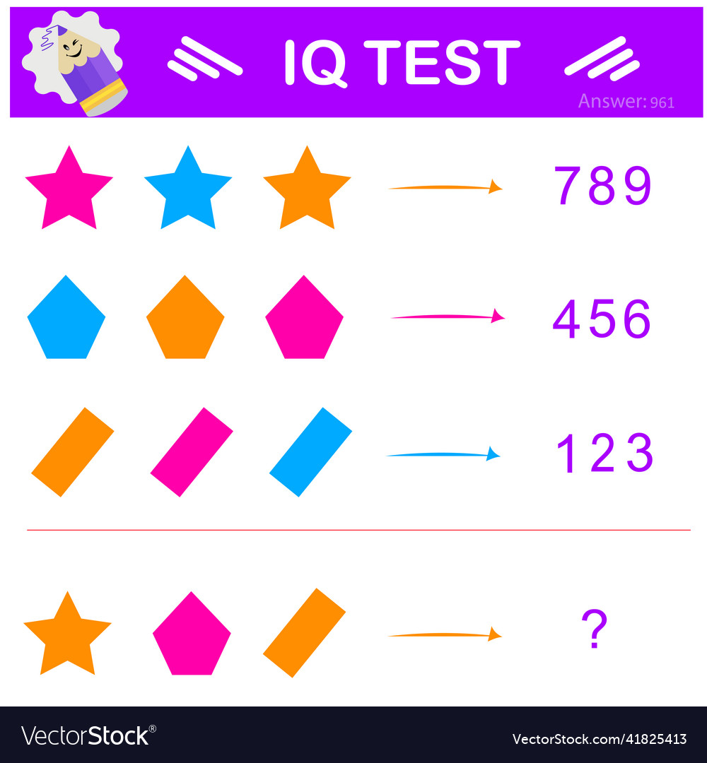 Logic question iq test vector image Logic question iq test