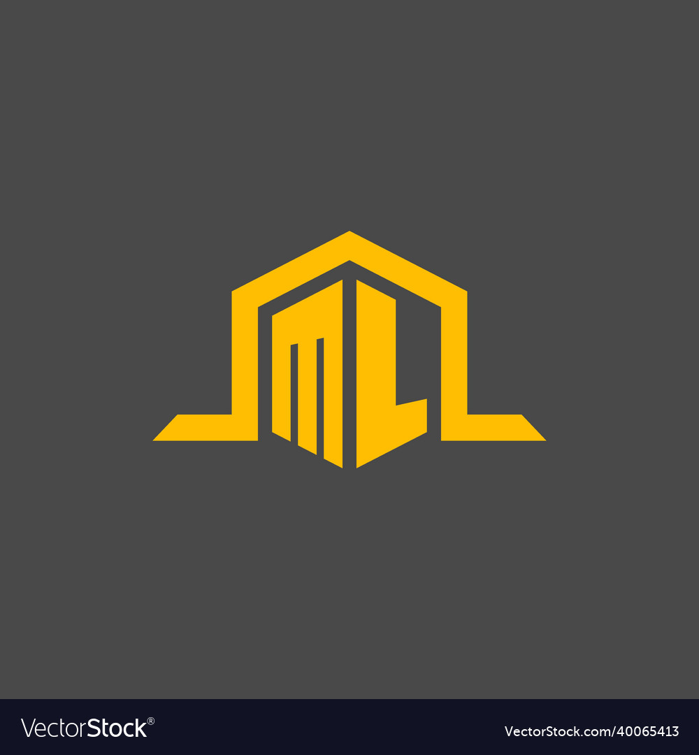 Ml monogram initial logo with hexagon style design