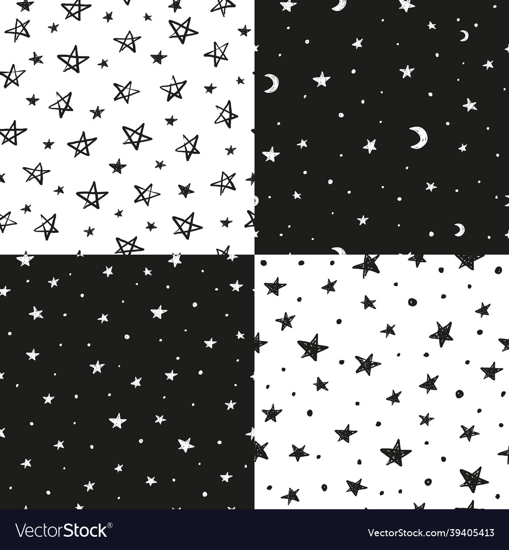 Seamless patterns with stars vector image Seamless patterns with stars