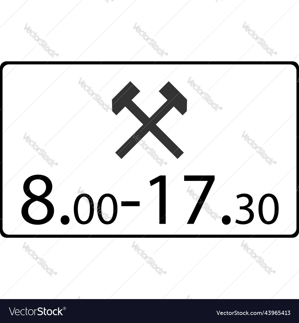 Time of action table on working days vector image Time of action table on working days